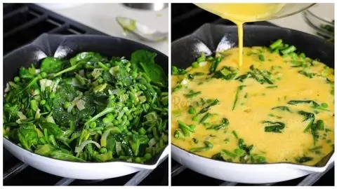 Sauté veggies and Add eggs