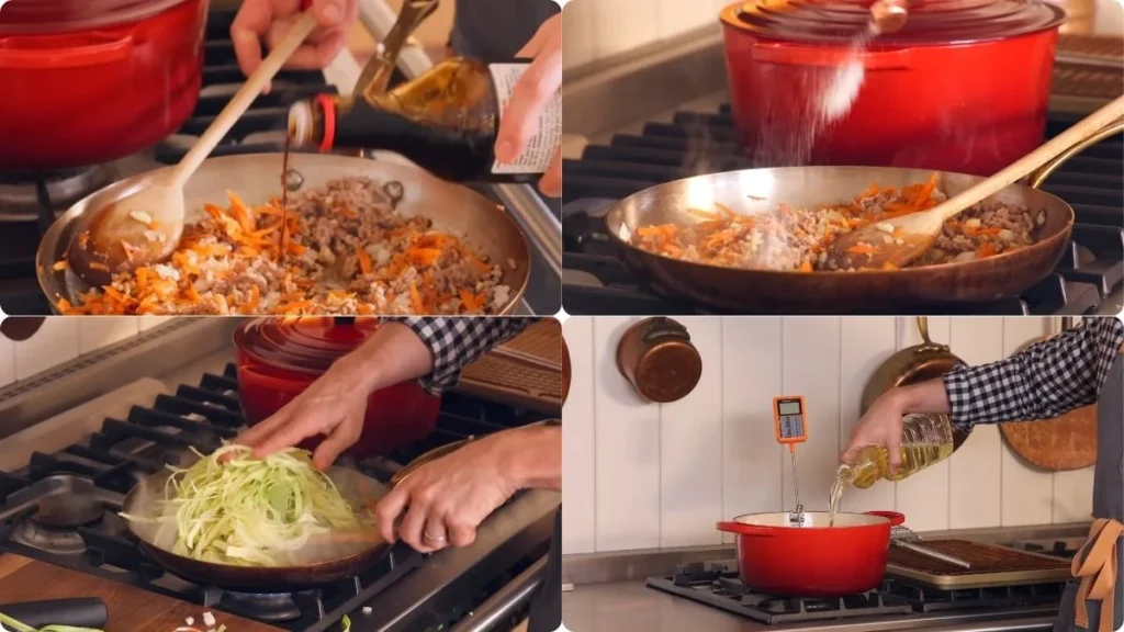 Preparing the Yard House Moo Shu Egg Rolls Recipe