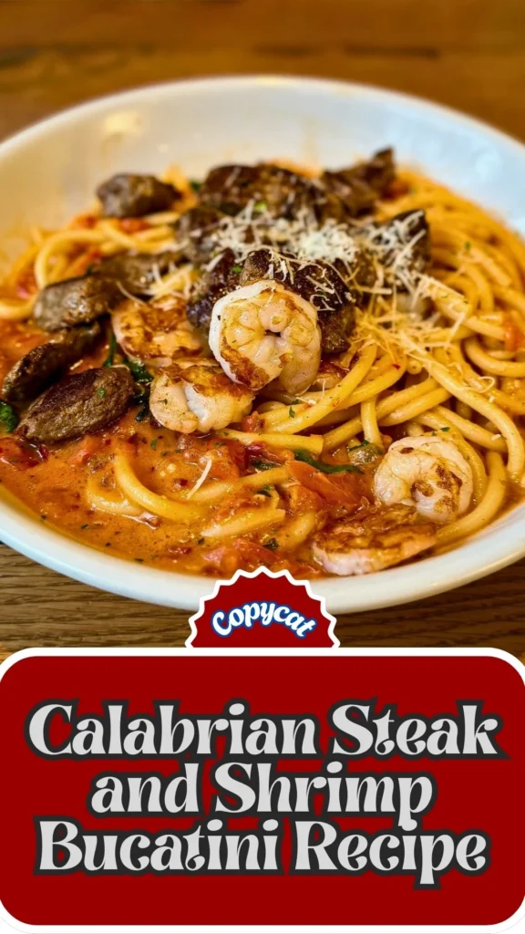 Copycat Calabrian Steak and Shrimp Bucatini Recipe
